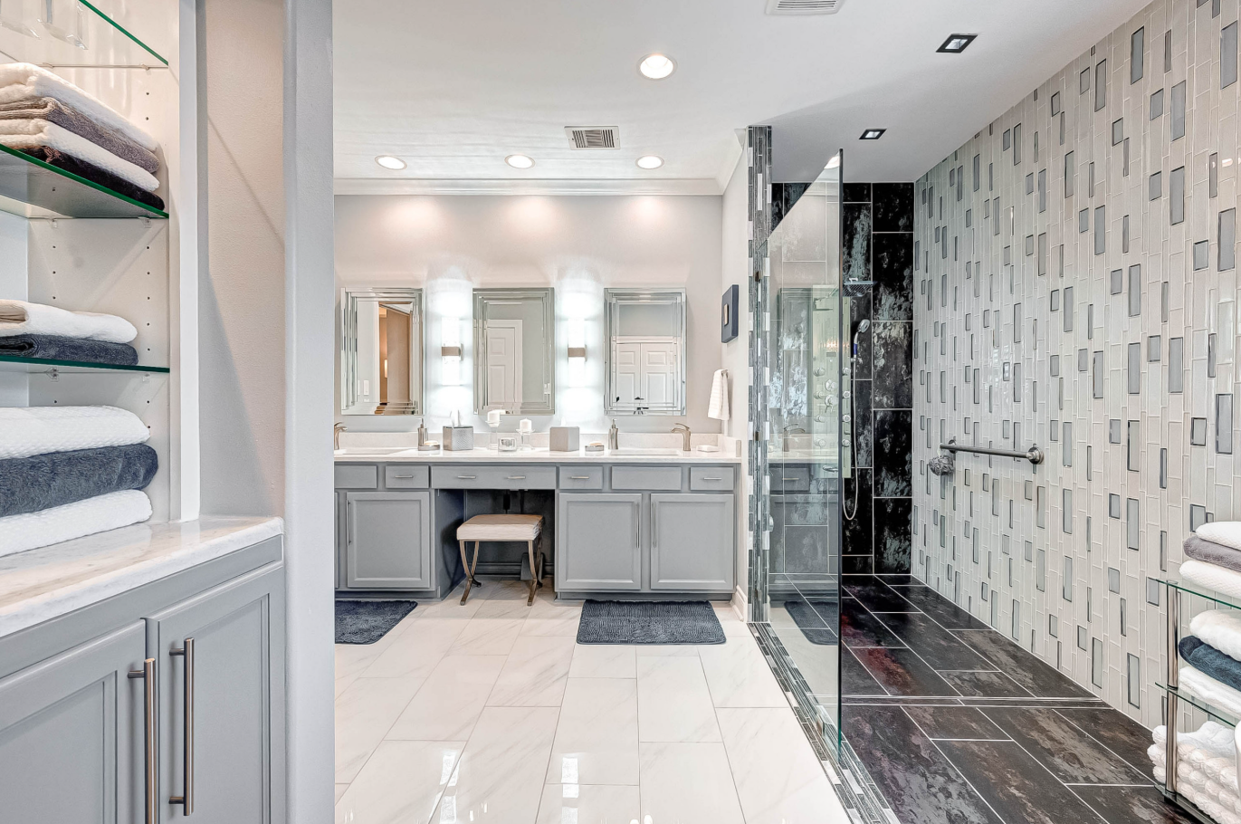 high-end bathroom remodel in Downtown Houston, Texas by Monumental Homes