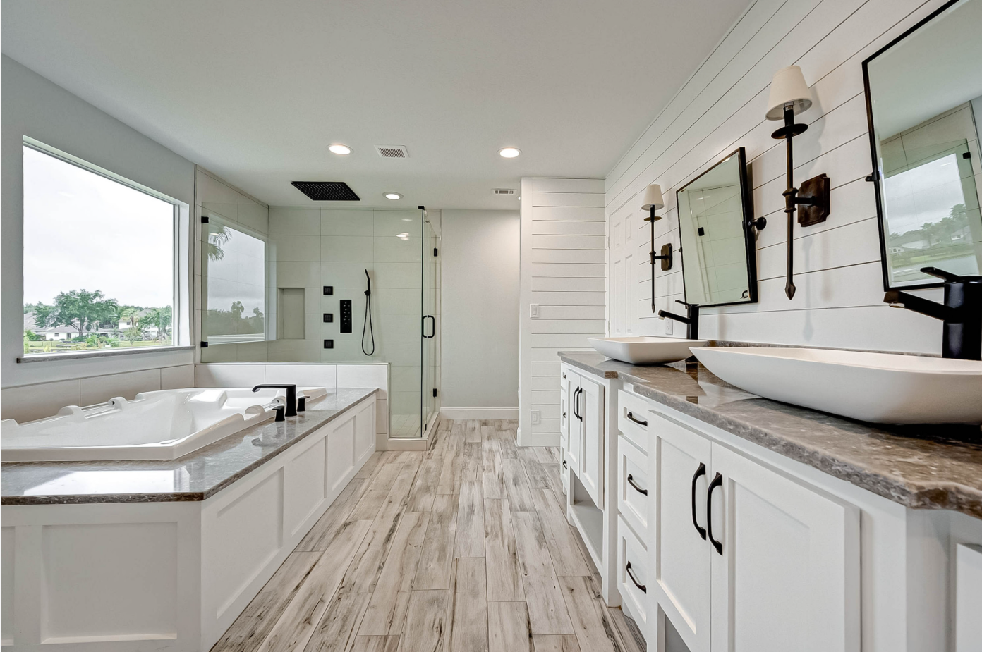 modern master bathroom upgrade in Missouri City, Texas by Monumental Homes